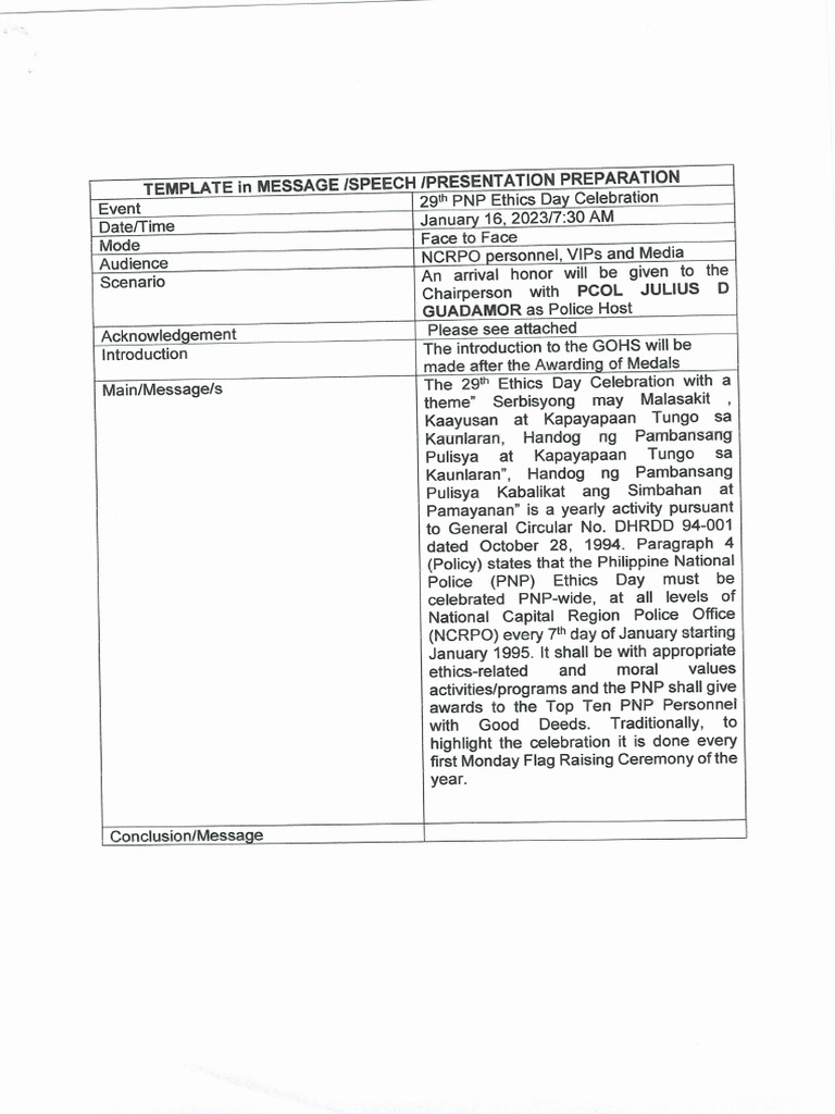 Template in Message | PDF