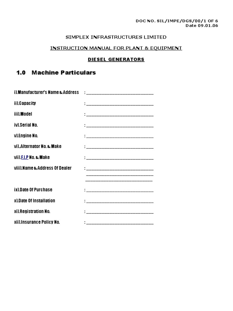Diesel Generator Operation Manual | PDF | Engines | Diesel Engine