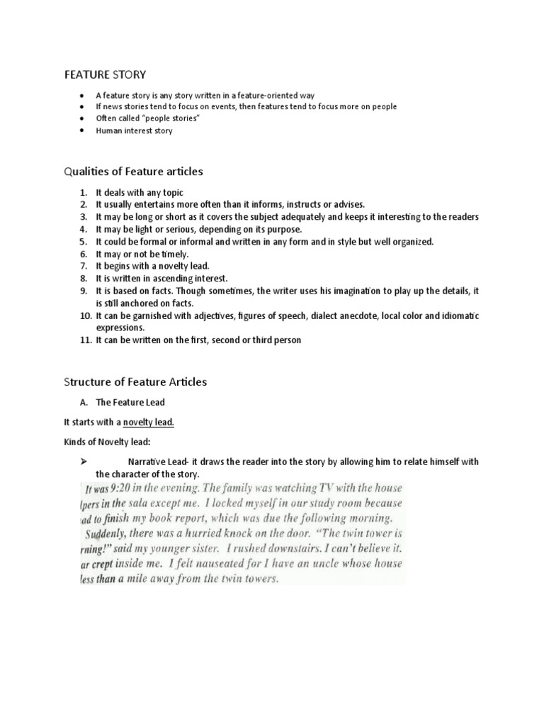 Feature Writing Handout | PDF | Human Communication | Linguistics
