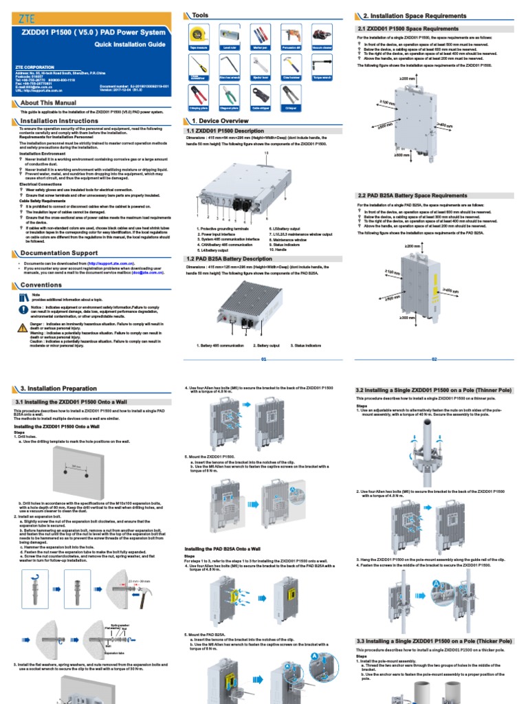 SJ20180130092119001ZXDD01 P1500 (V5.0) PAD Power System Quick Installation Guide PDF