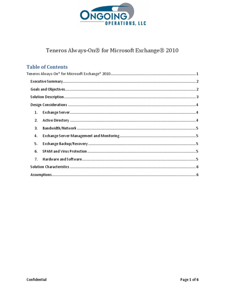 Tenors Always On Microsoft Exchange PDF Microsoft Exchange Server