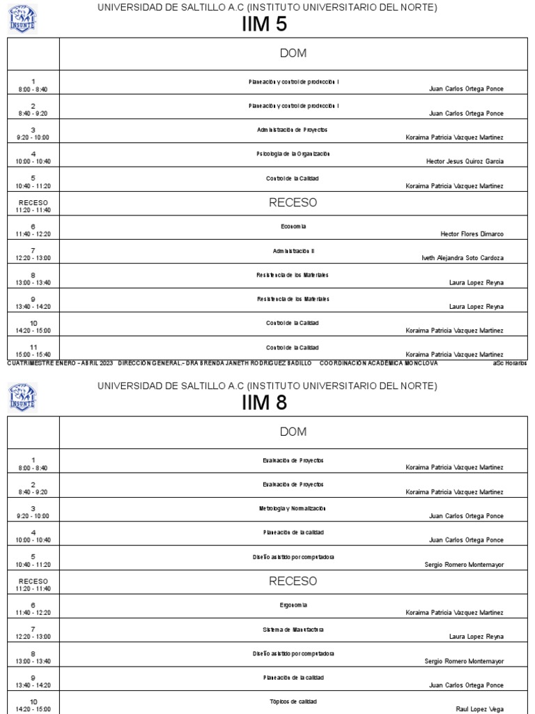 Horario Dominical Grupos Mva EneAbr'23 PDF Economias Ciencias