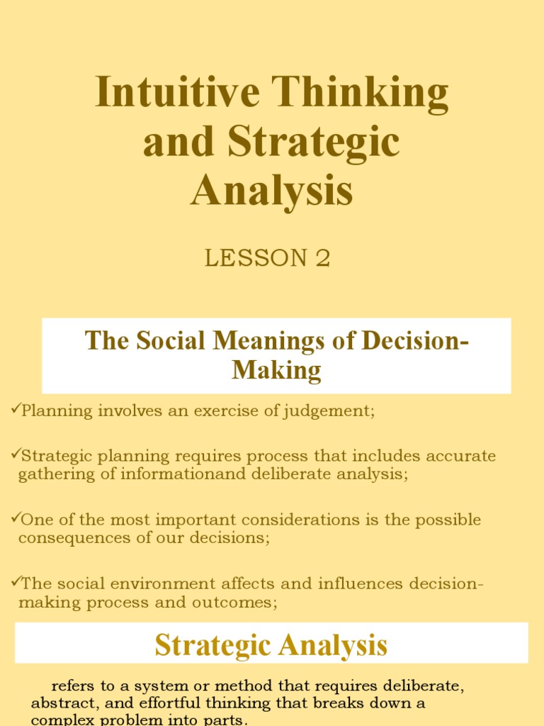 Intuitive vs Strategic Thinking in Decisions | PDF | Intuition | Thought