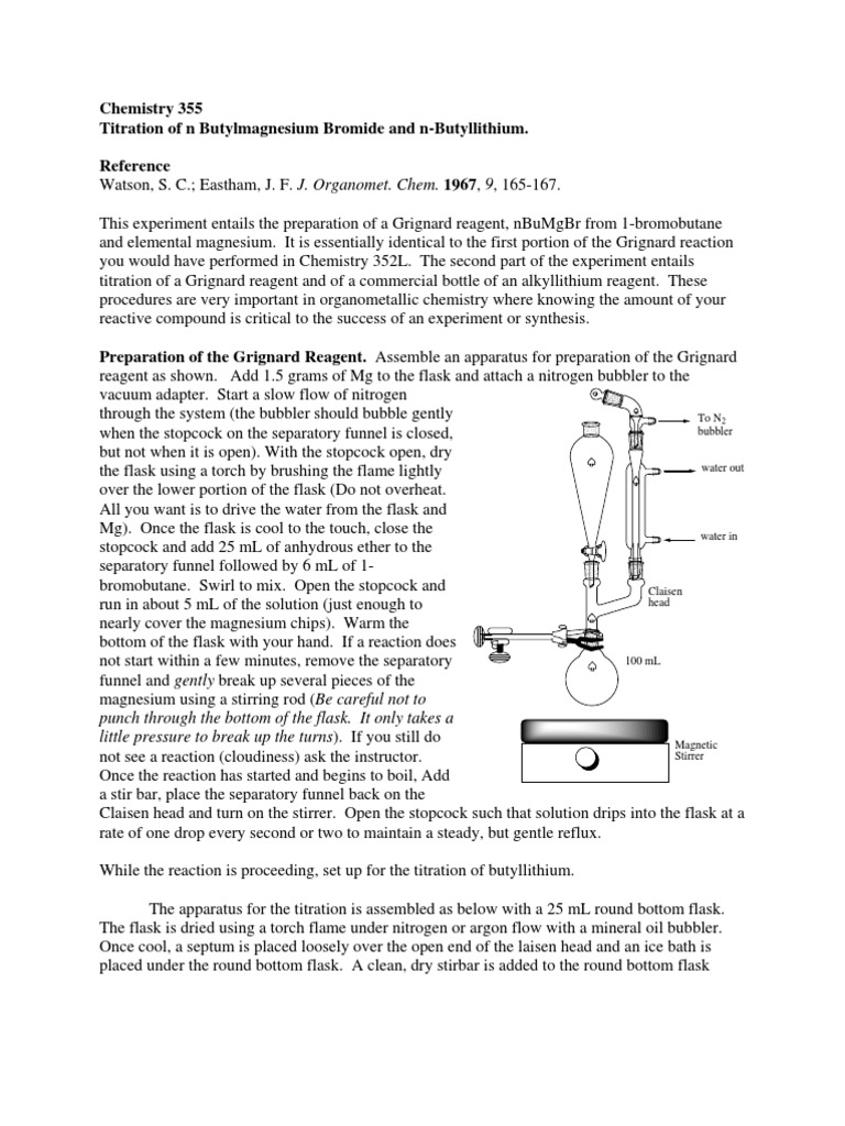 Titration Grignard and BuLi PDF Titration Chemistry
