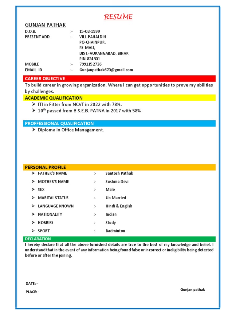 Gunjan Pathak Resume Summary | PDF