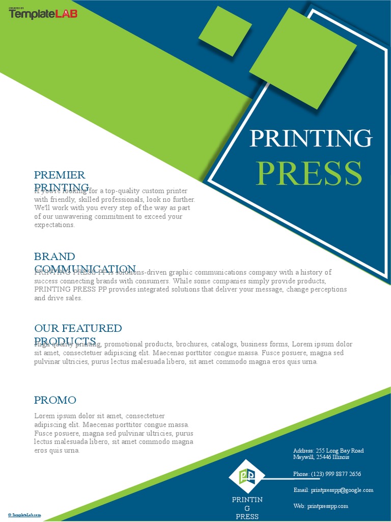 Printing Press Company Profile Template PDF