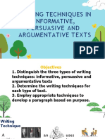 Writing Techniques in Informative, Persuasive and Argumentative Texts