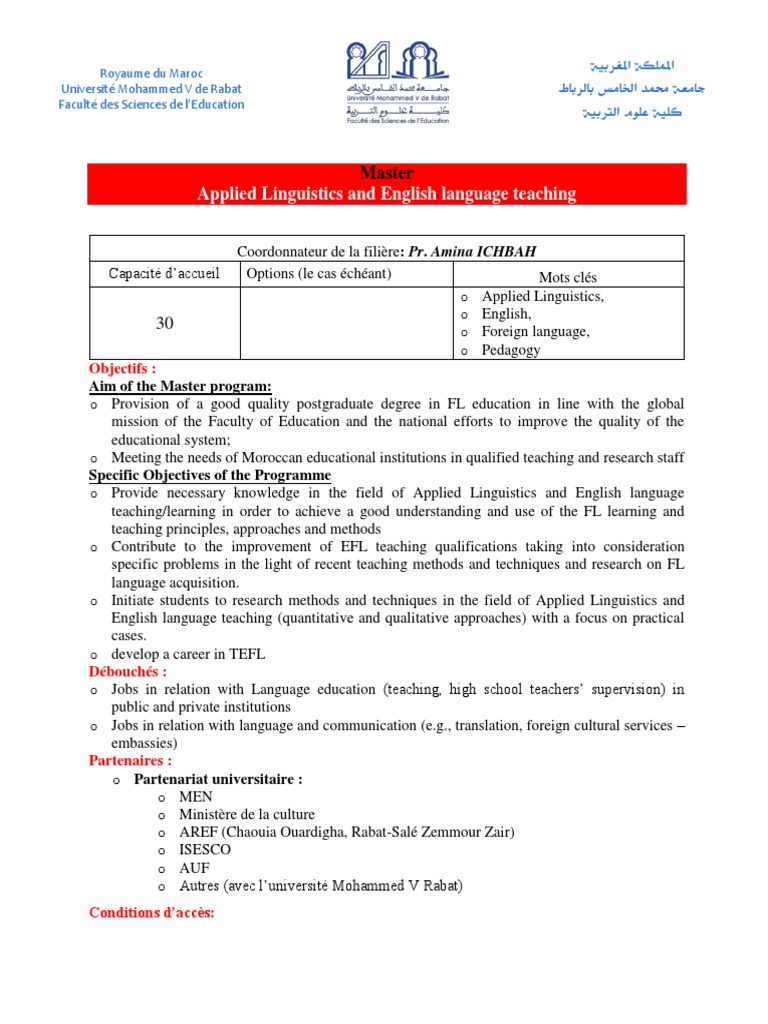 Master in Applied Linguistics and ELT | PDF | English As A Second Or ...