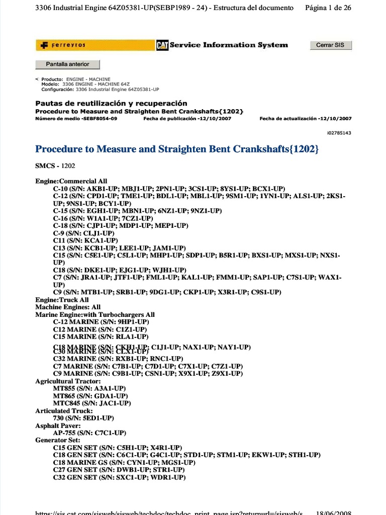 PDF Procedure To Measure and Straighten Bent Crankshaft PDF Compress PDF Bearing (Mechanical