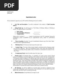 CEO Appointment Sample Letter