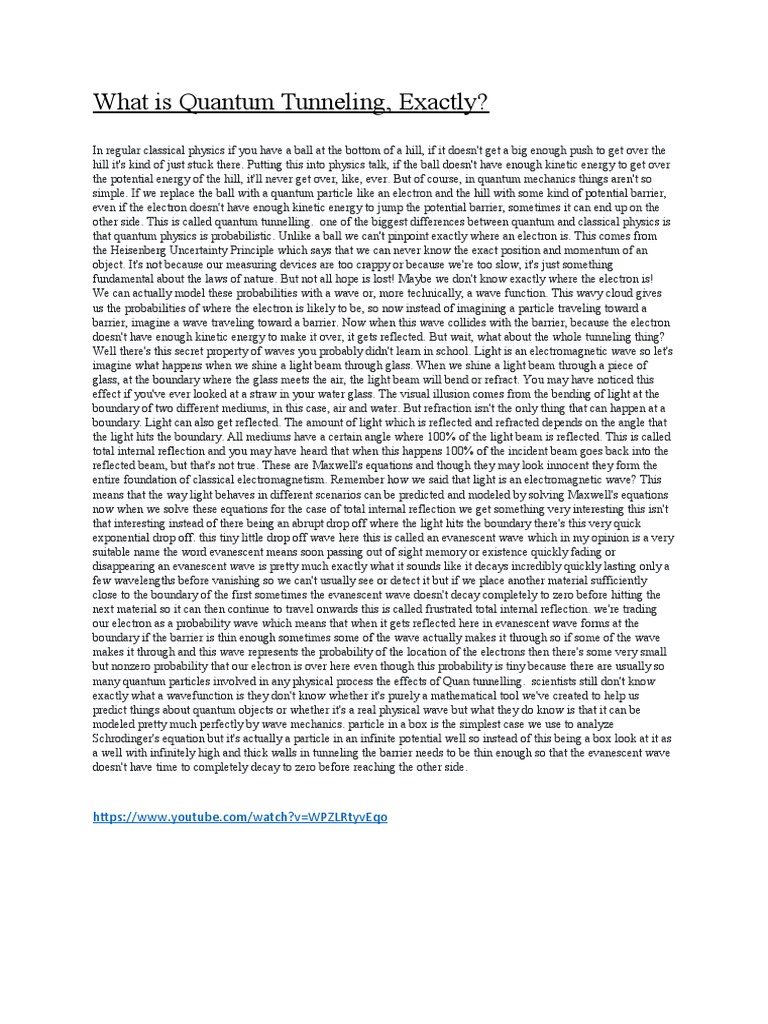 What Is Quantum Tunneling Pdf Quantum Mechanics Quantum Tunnelling