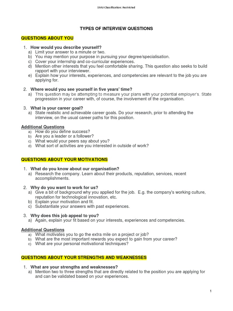 This PDF - Types of Interview Questions | PDF | Motivation | Motivational