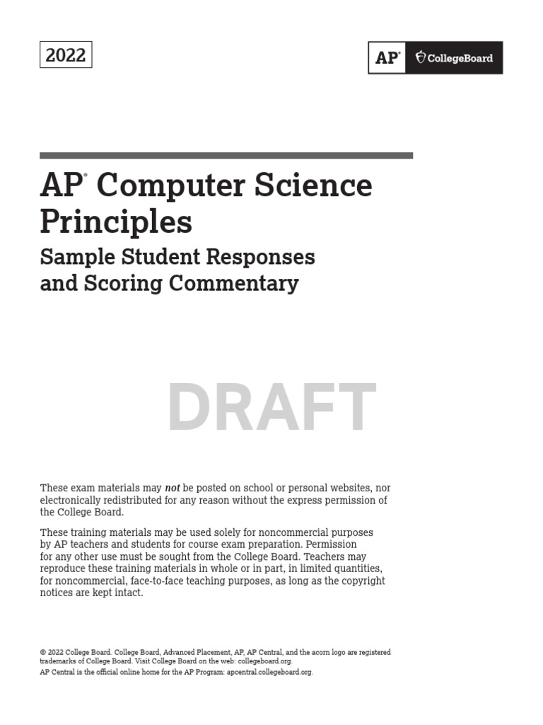 2022 AP Computer Science Principles Student Samples | PDF | Programming ...