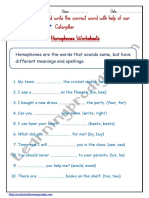 Homophines Worksheets 1