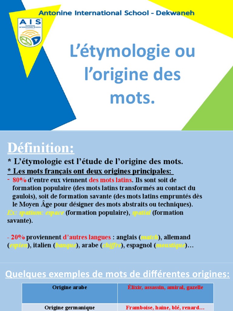 L'Étymologie PDF Langue française Linguistique
