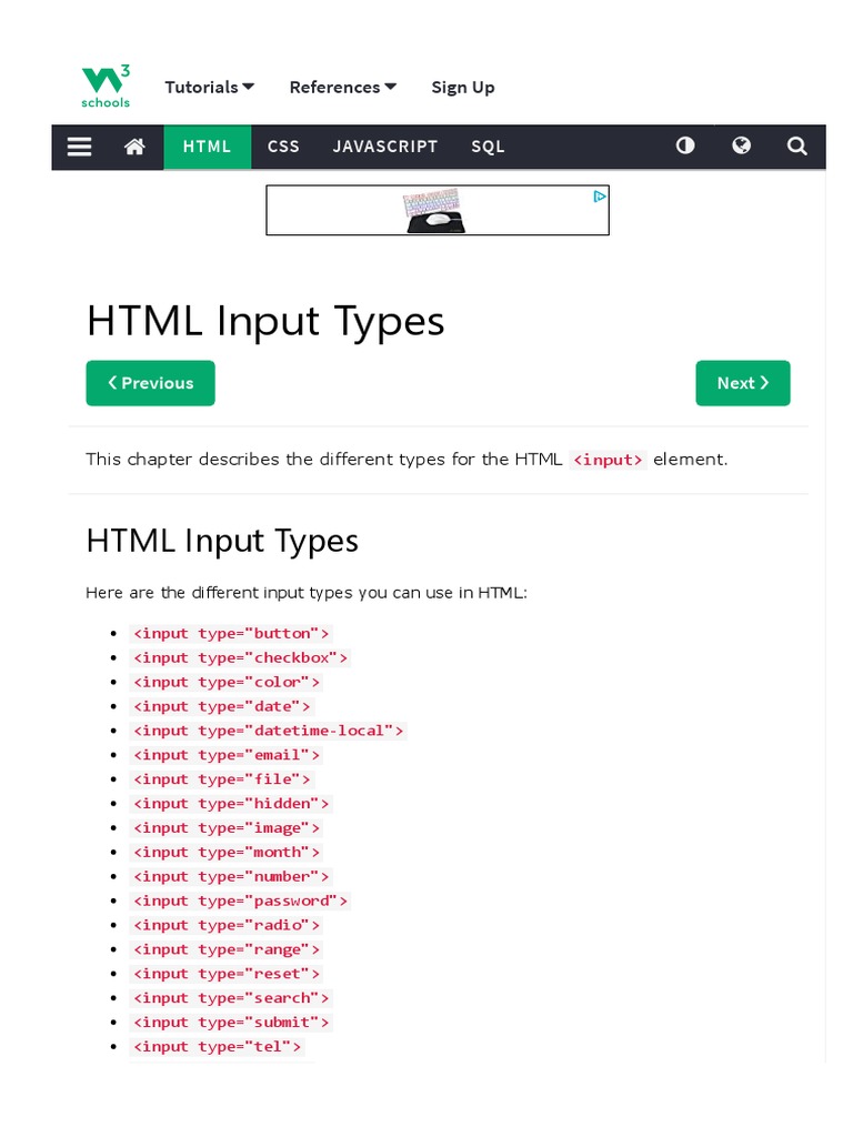 WWW W3schools Com HTML HTML - Form - Input - Types Asp | PDF