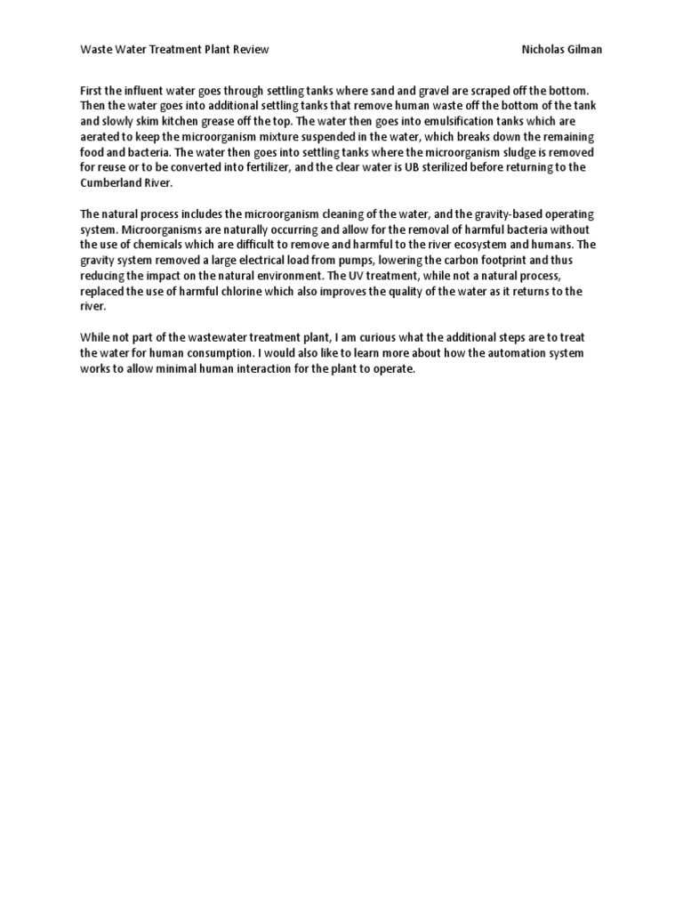 Waste Water Treatment Plant Review Pdf