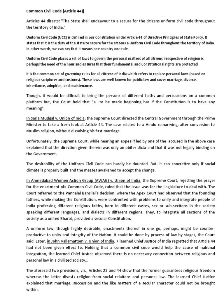 Common Civil Code Constitution PDF Government Justice