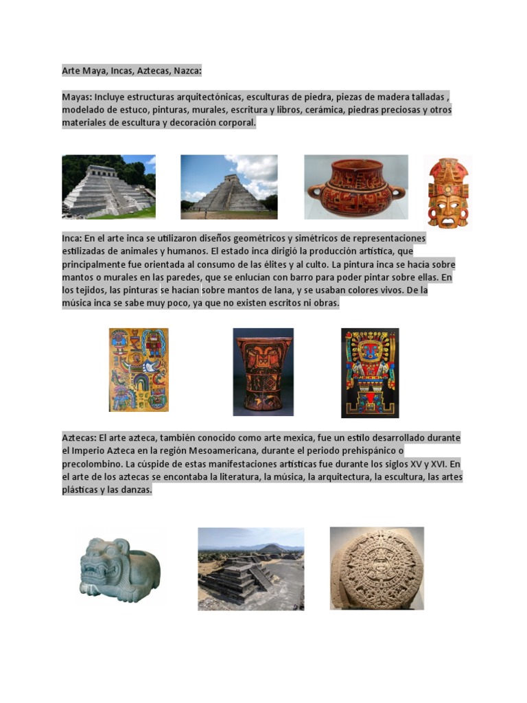Arte Maya, Inca, Azteca, Nazca 2 | PDF