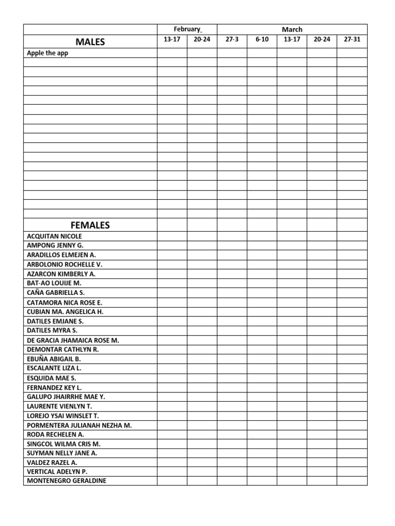 Attendance In Filipino