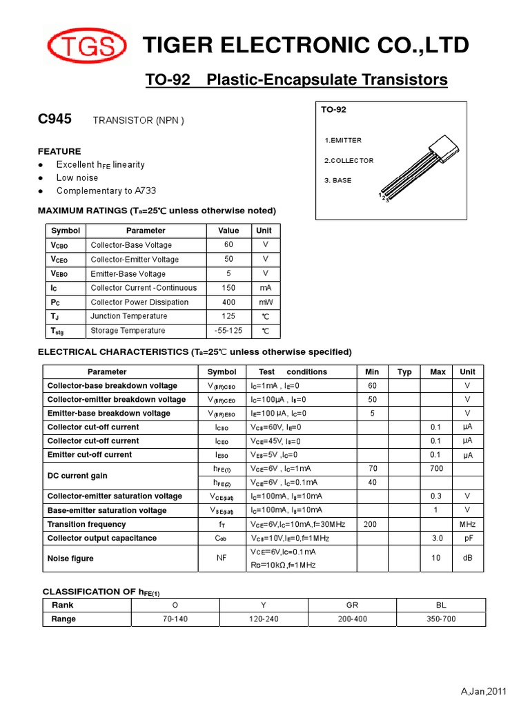 C945 TGS PDF Bipolar Junction Transistor Electronic Circuits