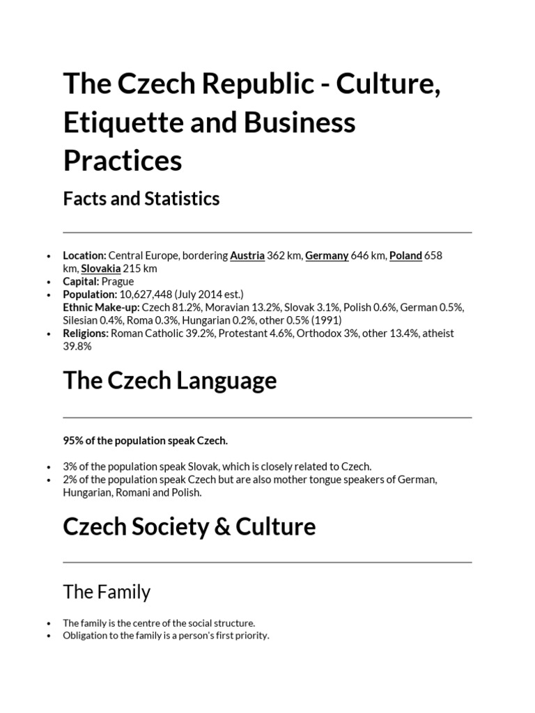 Czech Republic: Language and Business Etiquette | PDF