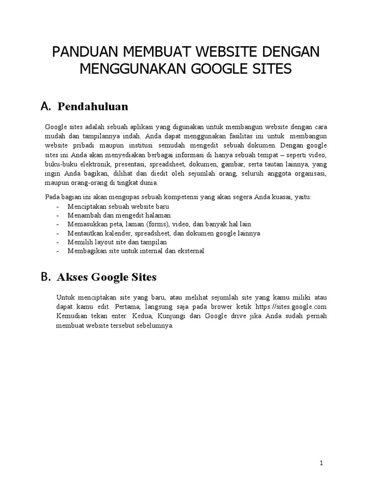 Panduan Membuat Website di Google Sites | PDF