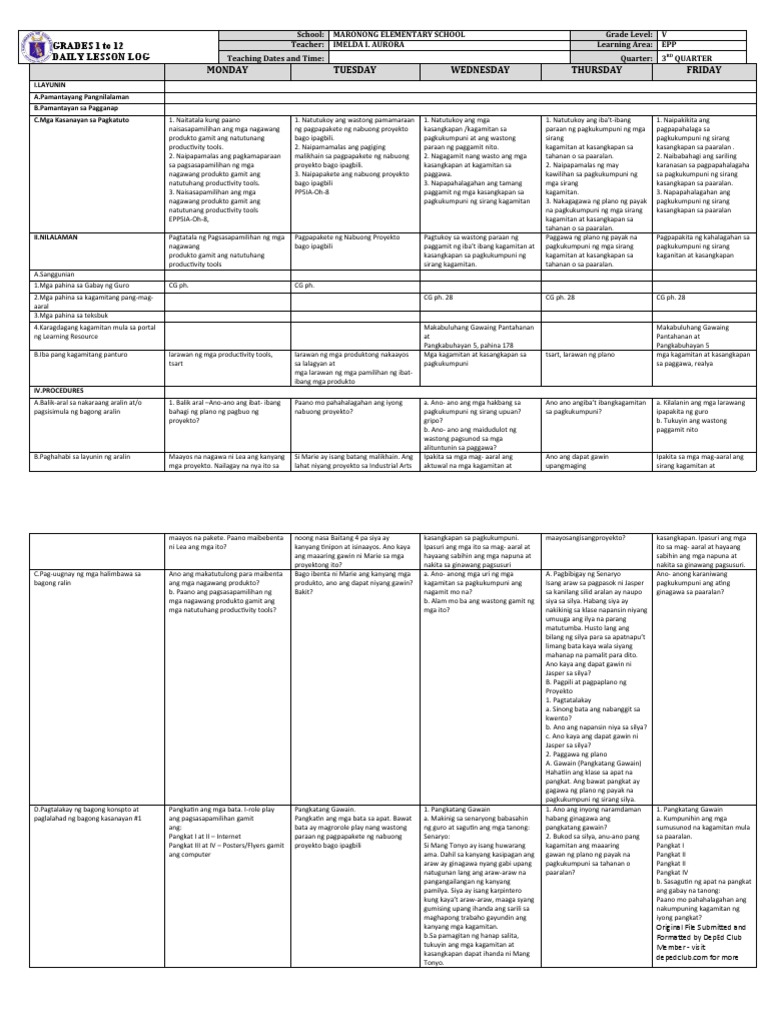 DLL - Epp 5 - Q3 - W9 | PDF