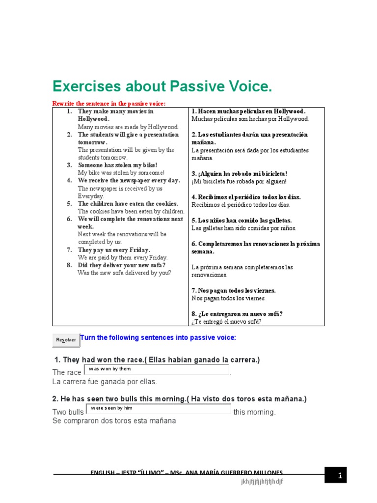 PASSIVE SE IN SPANISH EXERCISES intelligence overview
