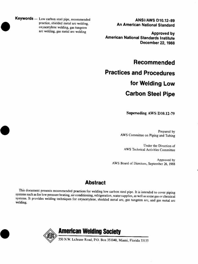 Ansi-Aws D10.12 1989 | PDF