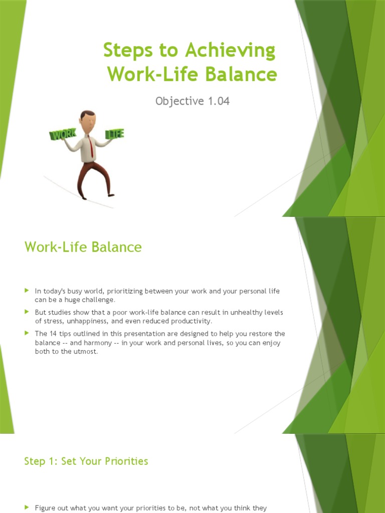 Steps To Achieving Work-Life Balance: Objective 1.04 | PDF