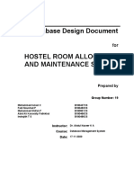 Database Design Document Hostel Room Allocation and Maintenance System