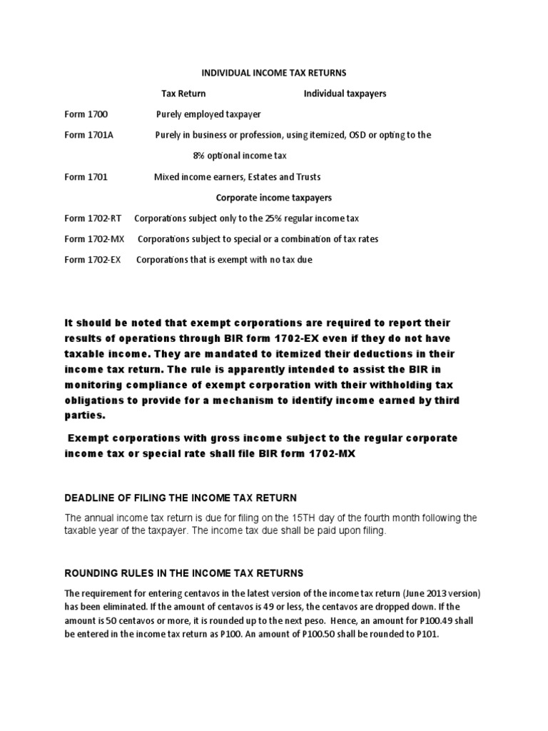 INDIVIDUAL INCOME TAX FORMS intelligence overview