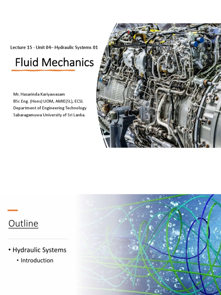 Hydraulic Systems Lecture 15 PDF Hydraulics Machines