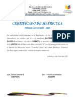 Certificado de Maticula Gaybor