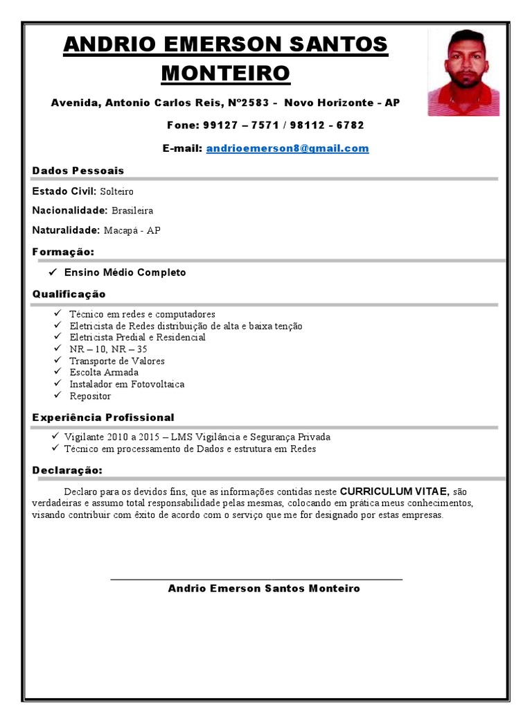 Andrio Emerson Curriculo PDF