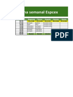 Rotina semanal de aulas e exercícios da Espcex