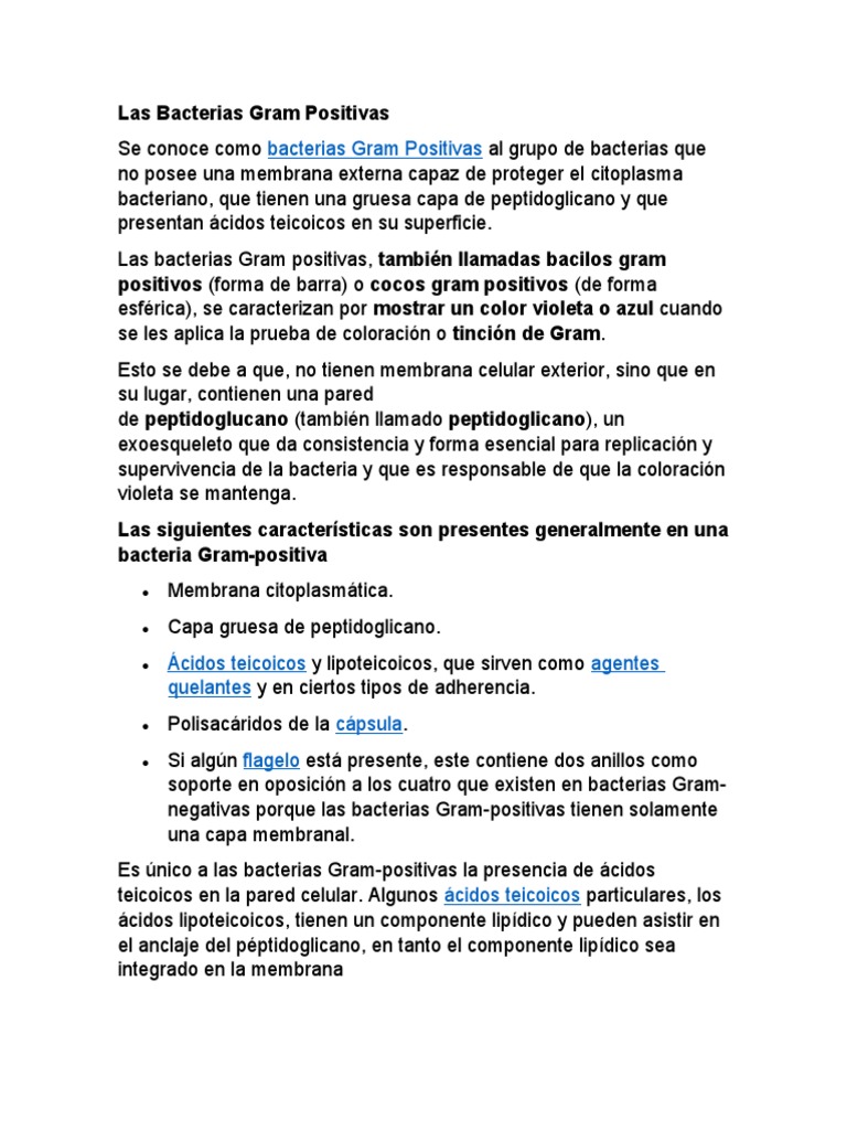 Características de Bacterias Gram Positivas | PDF | Cocina, comidas y ...