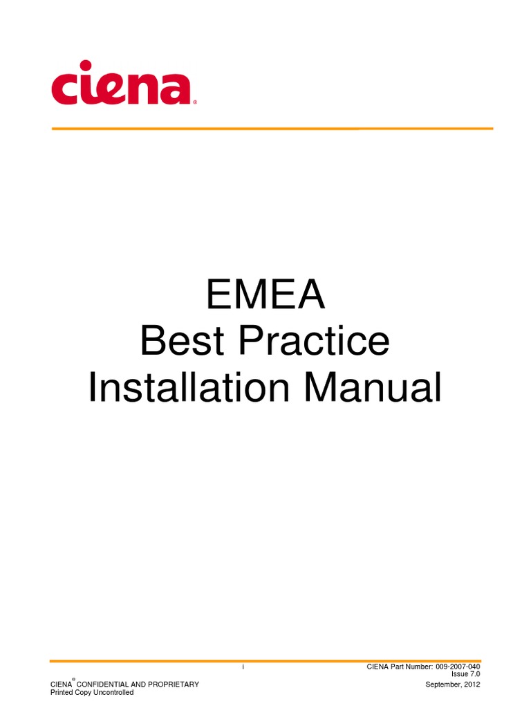 CIENA Best Practice Installation Manual - Issue - 7.0 | PDF ...