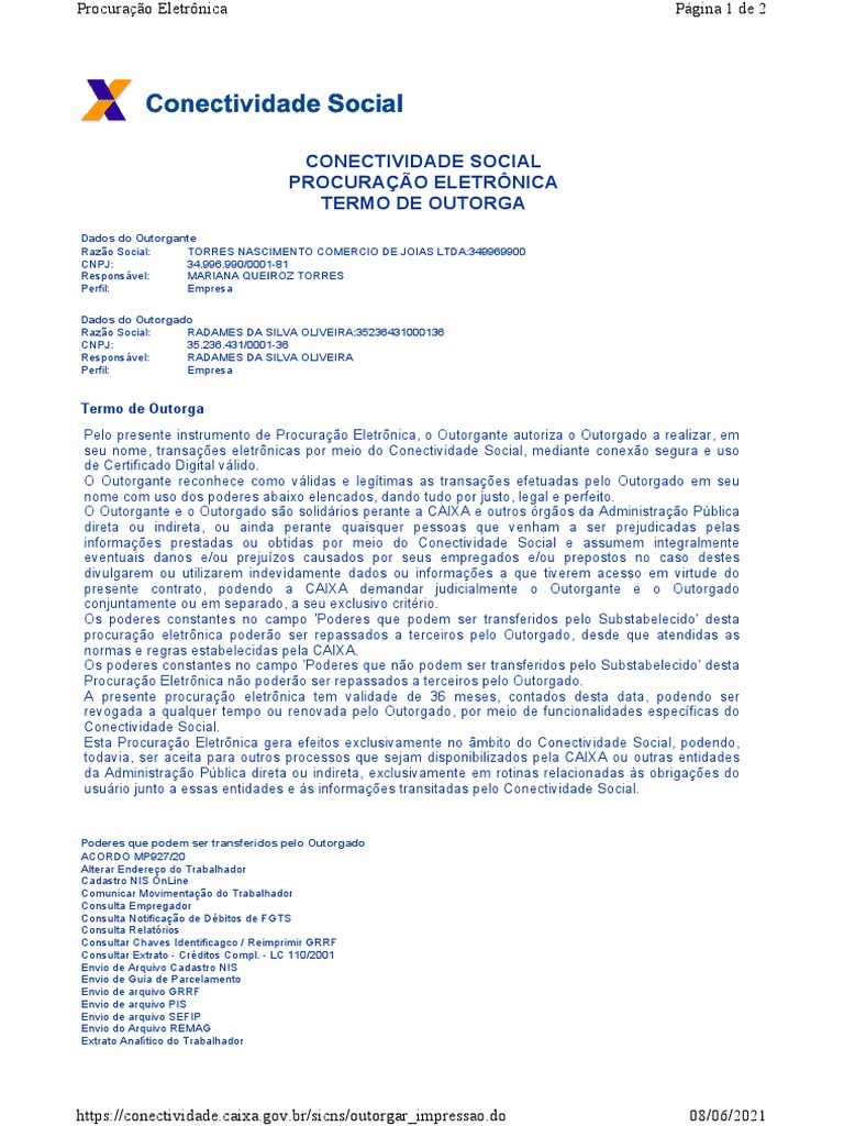 Https Conectividade - Caixa.gov - BR Sicns Outorgar Impressao - Do | PDF