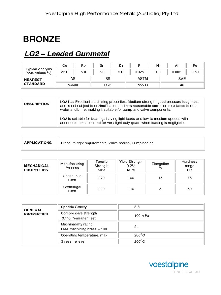 Bronze LG2 Leaded Gunmetal PDF Strength Of Materials Bearing