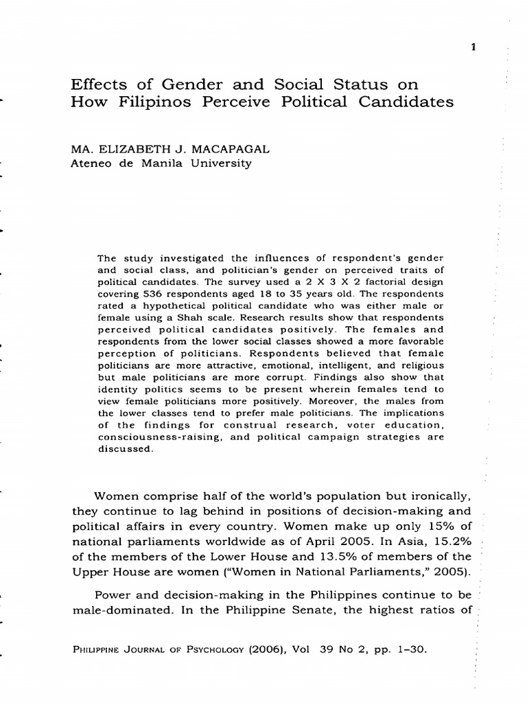 03 Effects of Gender and Social Status On How Filipinos Perceive