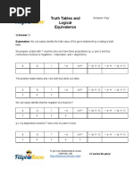 Truth Tables and Logical Equivalence Answer Key