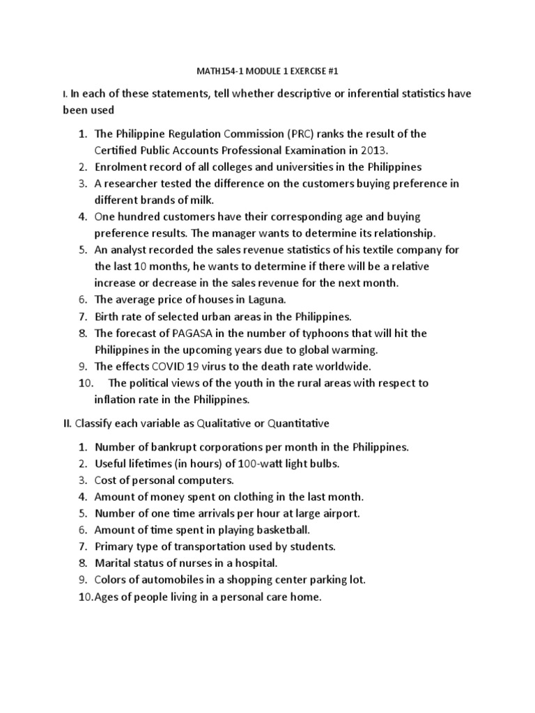 MATH154 Module 1 Exercises Overview | PDF | Business