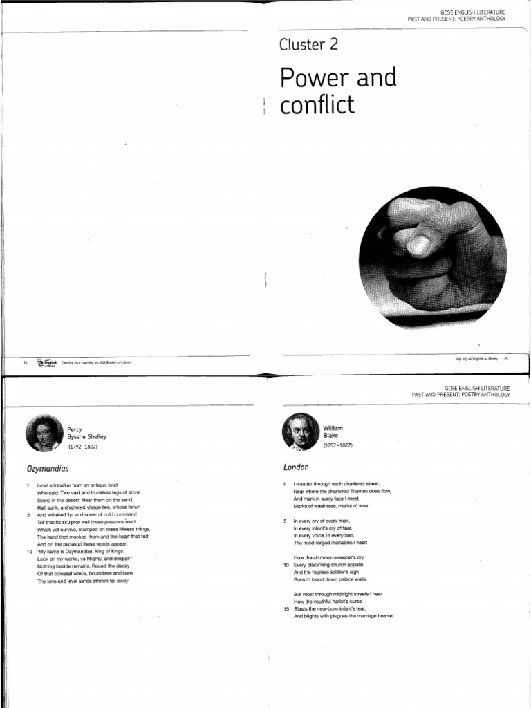 Anthology power and conflict poetry pdf
