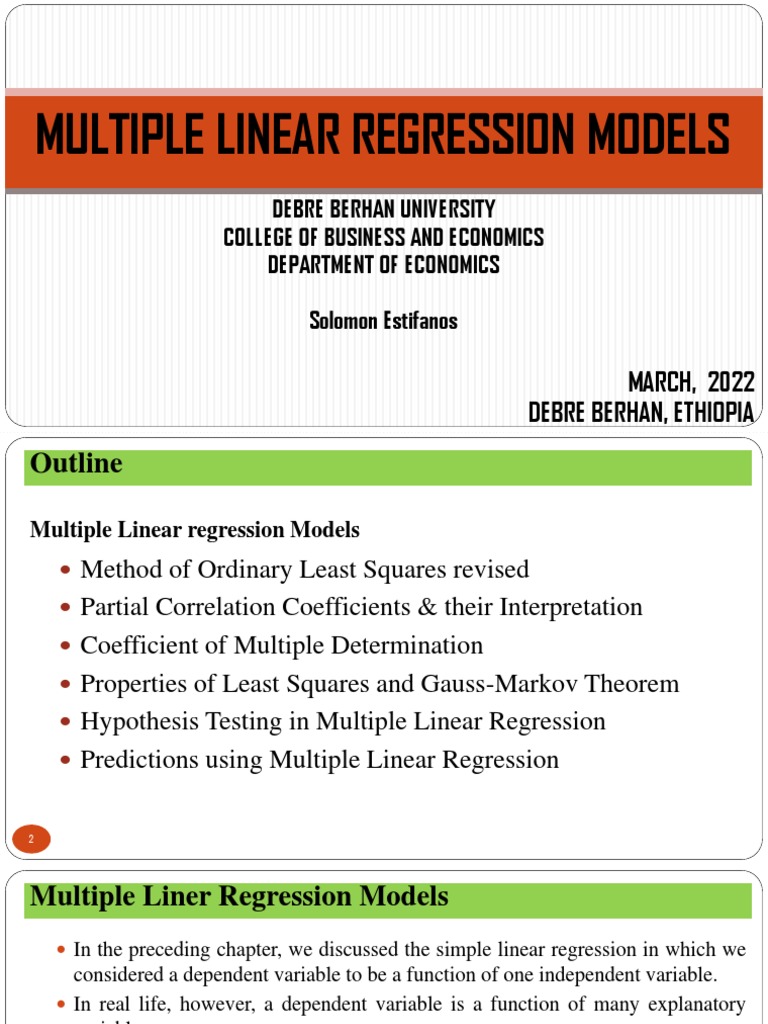 Chapter 3 - Multiple Linear Regression Models | PDF | Regression ...