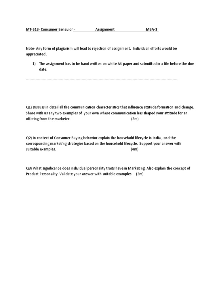 Consumer Behavior Assignment Mba Pdf Career Growth Business