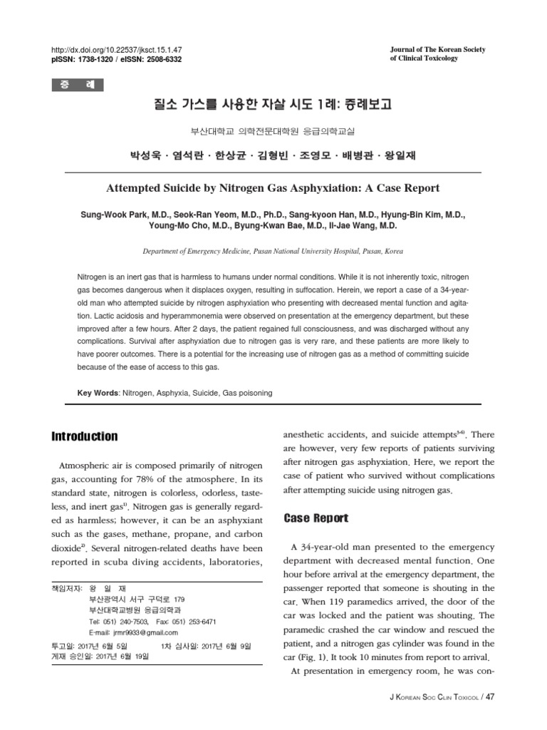 Survival After Attempted Suicide by Nitrogen Gas Asphyxiation A Case
