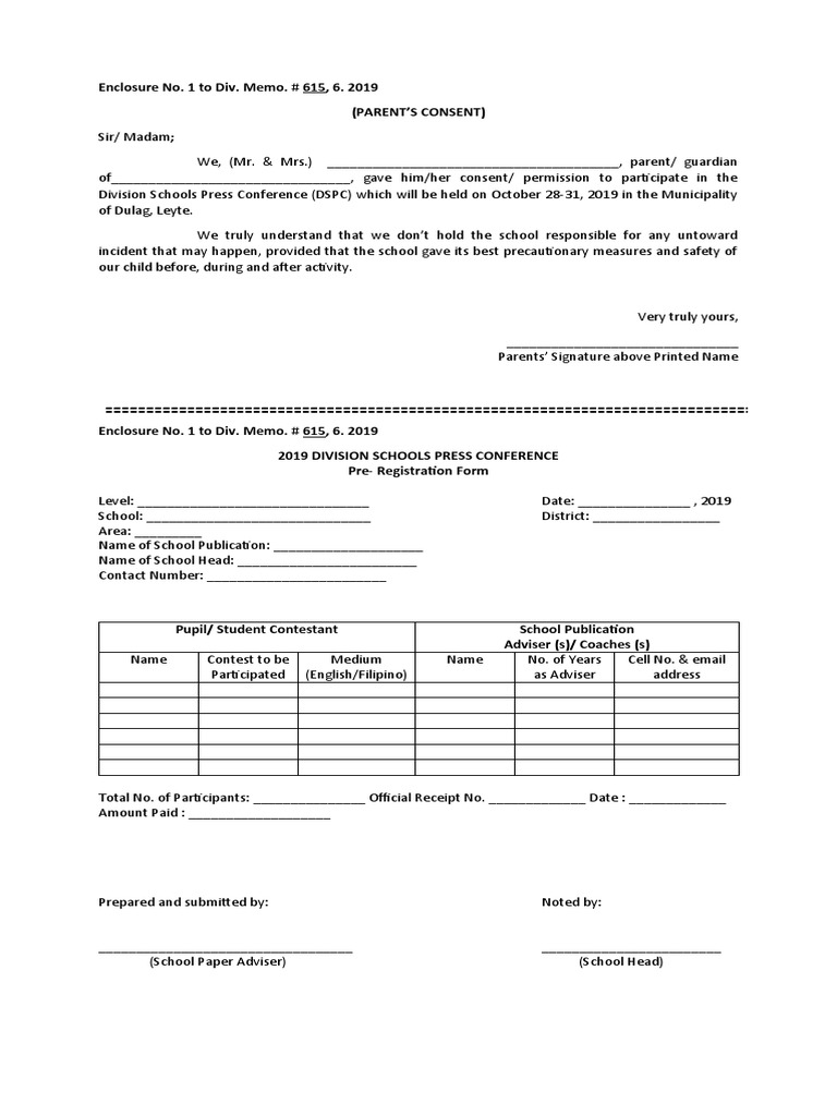 Parent Consent for School Press Conference | PDF