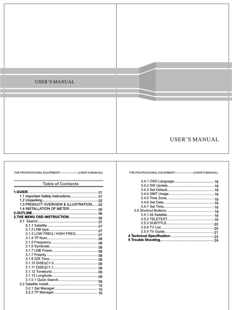 User S Manual For Professional Satellite Equipment Pdf Usb